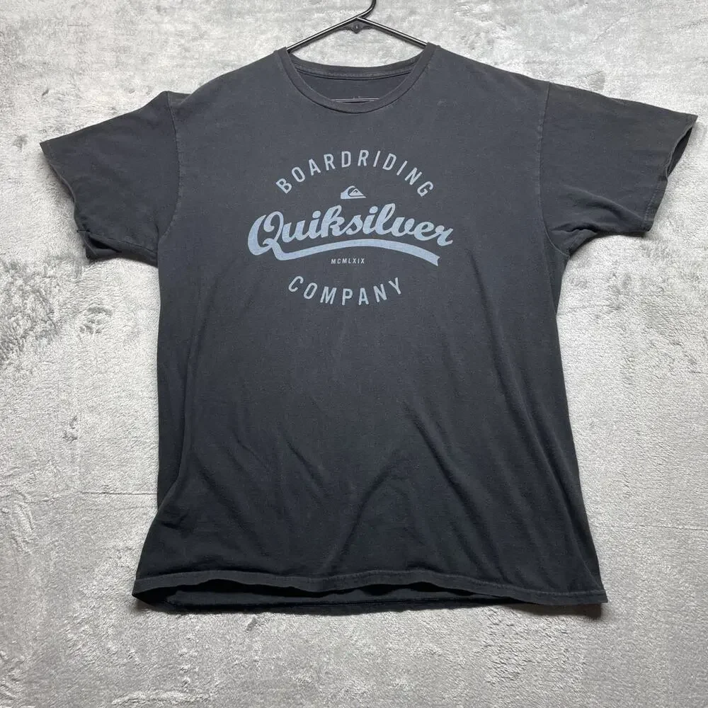 Vintage Quicksilver Shirt Mens Large Faded Black Graphic Short Sleeve Skate Tee